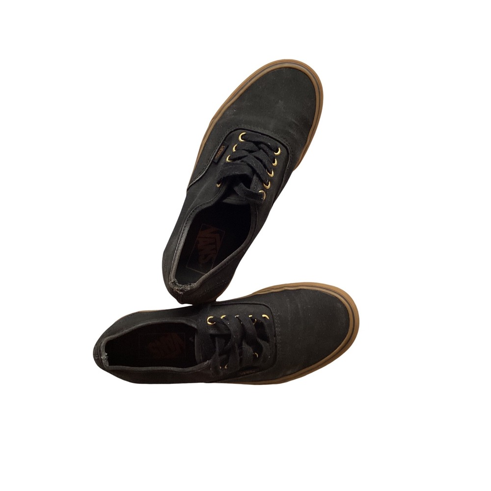 Vans Authentic Gum‎ Sole Sneakers Black Canvas Womens Size 8